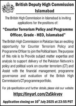 Jobs in British Deputy High Commission Islamabad